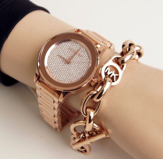🌻🌼Đồng Hồ Nữ MICHAEL KORS MK6210 Kinley Crystal Pave Rose Dial with Rose gold-tone bracelet Ladies Watch 40mm