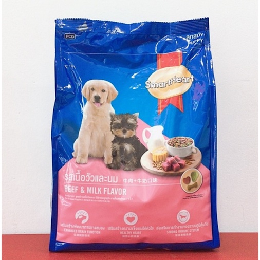 Thức Ăn Hạt Cho Chó Con SmartHeart Vị Thịt Bò & Sữa 400g