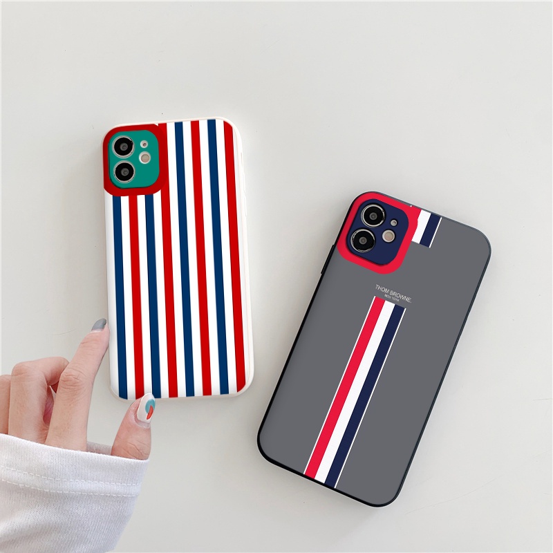 Ốp điện thoại IPHONE kẻ sọc Thom Brow.ne hot trend cho iphone 7plus 11 11promax 13 13promax x xs xsmax xr 8p 6plus 6s