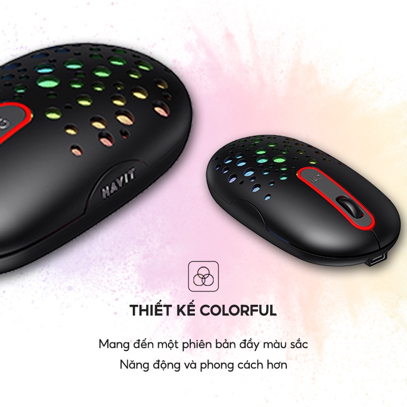 Chuột Không Dây HAVIT MS64GT, Tích Hợp 3 Chế Độ DPI, Thiết Kế Công Thái Học Nhiều Màu Sắc - Chính Hãng