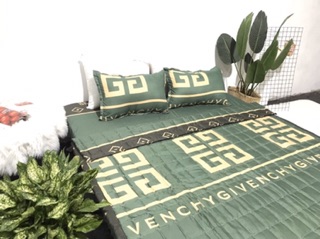 Bộ 5 món chăn hè cotton poly givenchy xanh