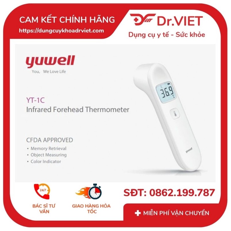 NHIỆT KẾ HỒNG NGOẠI YUWELL YT-1C CHÍNH HÃNG - HOẠT ĐỘNG ỔN ĐỊNH VỚI ĐỘ CHÍNH XÁC CAO, THỜI GIAN CHO KẾT QUẢ NHANH-DRVIET