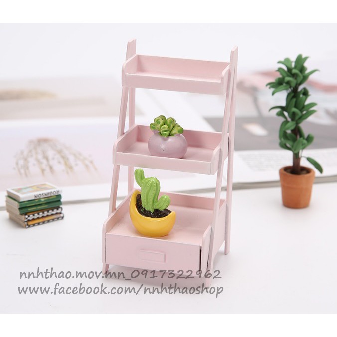 Miniature trang trí mô hình, dollhouse_Kệ gỗ (1:12 1:6)