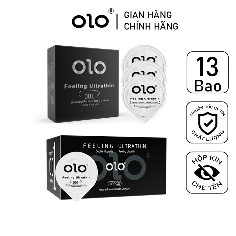 BCS Bộ 2 hộp Bao Cao Su Siêu Mỏng OLO 001 Feeling Ultrathin 10 và 3 BCS