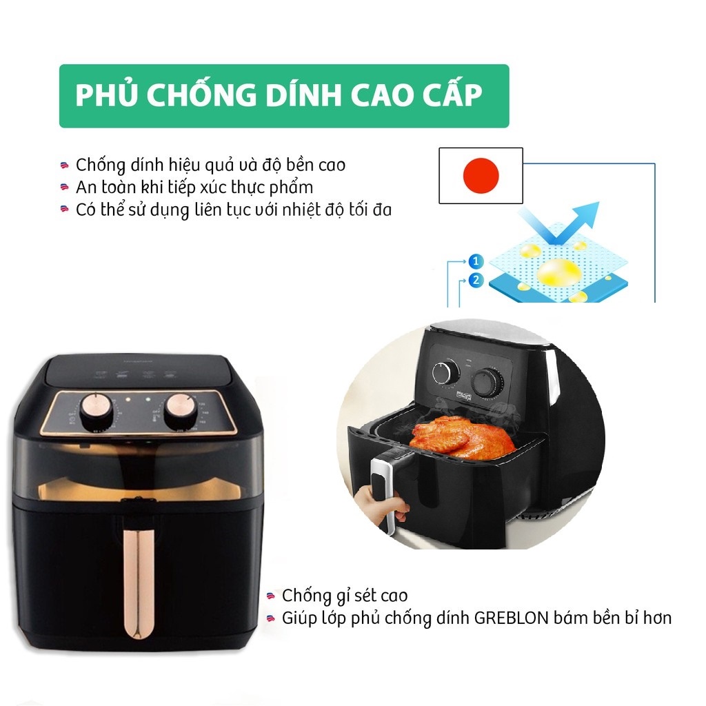 NỒI CHIÊN KHÔNG DẦU NINESHIELD 10L KB-8001M CHÍNH HÃNG
