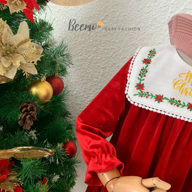 _Váy nhung Noel nhún ngực cho bé gái 9 đến 23kg
