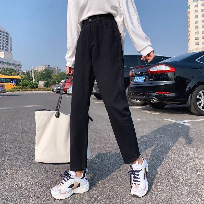 Quần Jean baggy đen Trơn [FREESHIP] quần jean nữ baggy Ulzzang