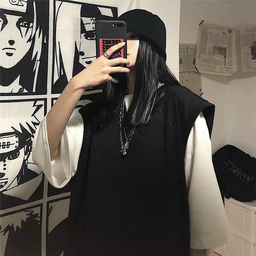 Áo Gile trơn nữ form rộng phong cách hàn quốc, áo ghi lê basic unisex cổ chữ V | BigBuy360 - bigbuy360.vn