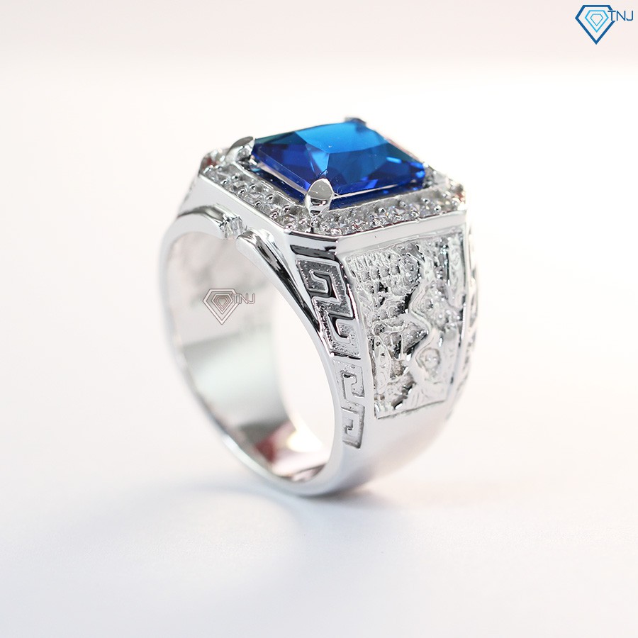 Nhẫn bạc nam hình rồng đính đá xanh dương NNA0068 - Trang Sức TNJ
