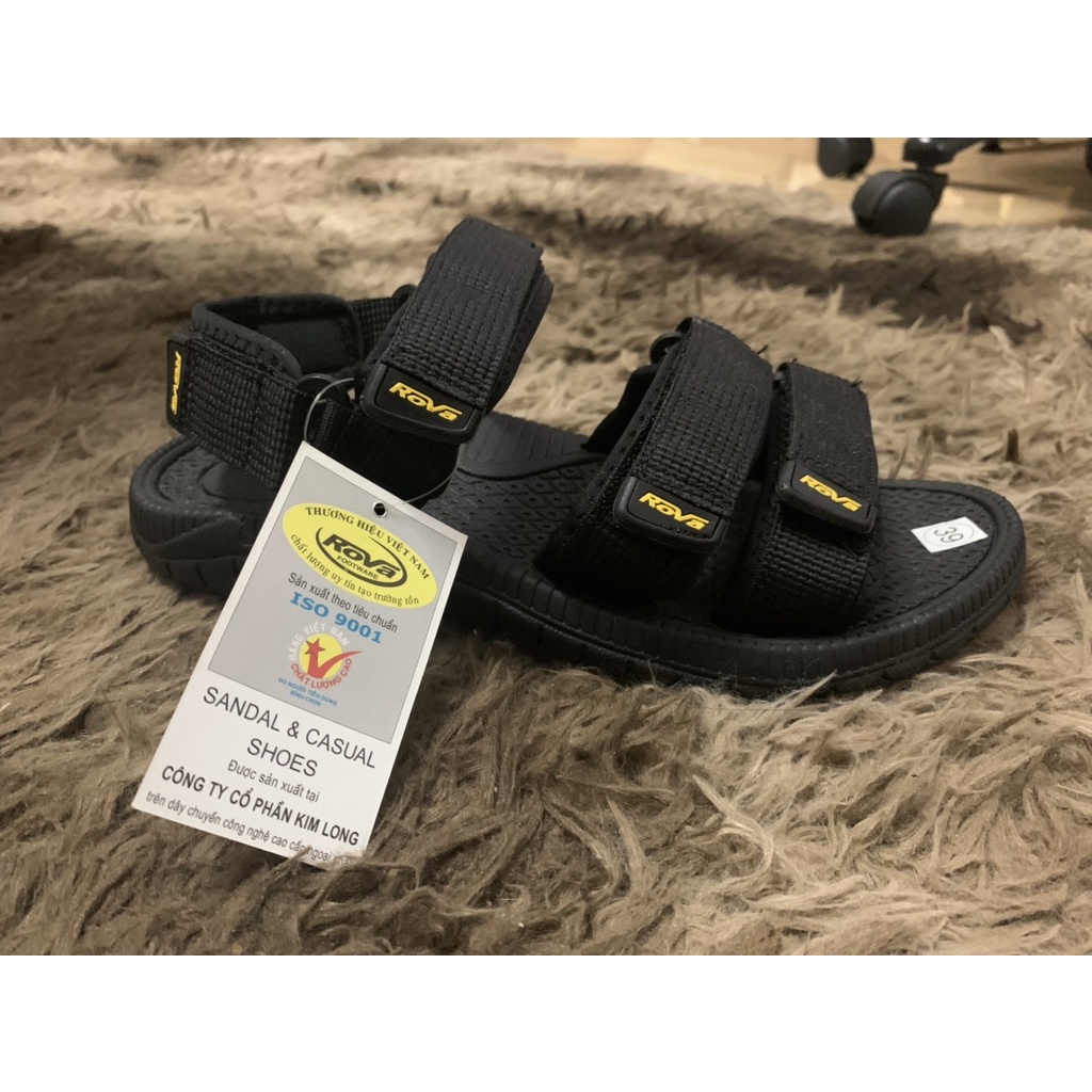 Giày Sandal Nam ROVA 3 quai ngang đế cao 3cm 3 quai ngang có thể tháo quai sau làm dép