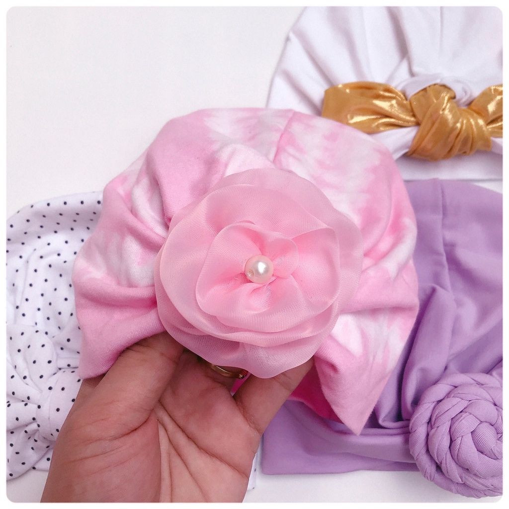 Mũ turban cho bé, mũ xoắn ốc, mũ nơ size 5-10kg thoáng mát, không hằn đầu, kiểu dáng xinh xắn - Pigbaby