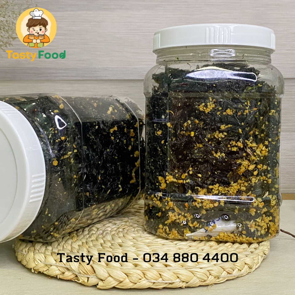 [Hũ vuông] 500G Rong Biển Cháy Tỏi Tasty Food, Gạo Lức Rong Biển, Rong Biển Sấy