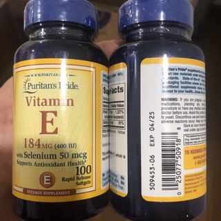 Viên Uống Vitamin E 400IU, 1000IU 50 Mcg Selen Puritan's Pride