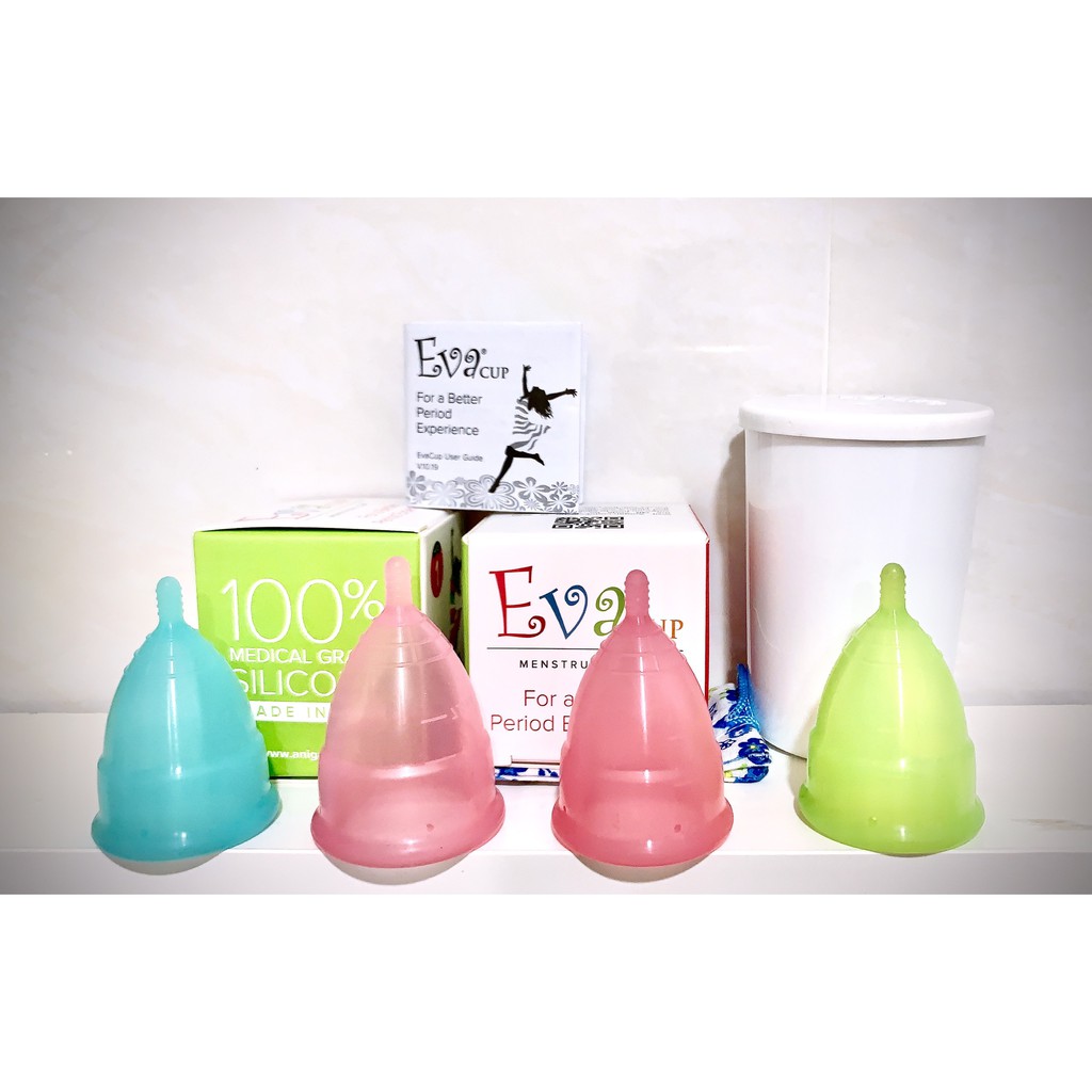 [Made in USA] Cốc Nguyệt San Evacup Tặng Kèm Cốc Tiệt Trùng + Túi Vải + 10 Viên Khử Trùng Milton