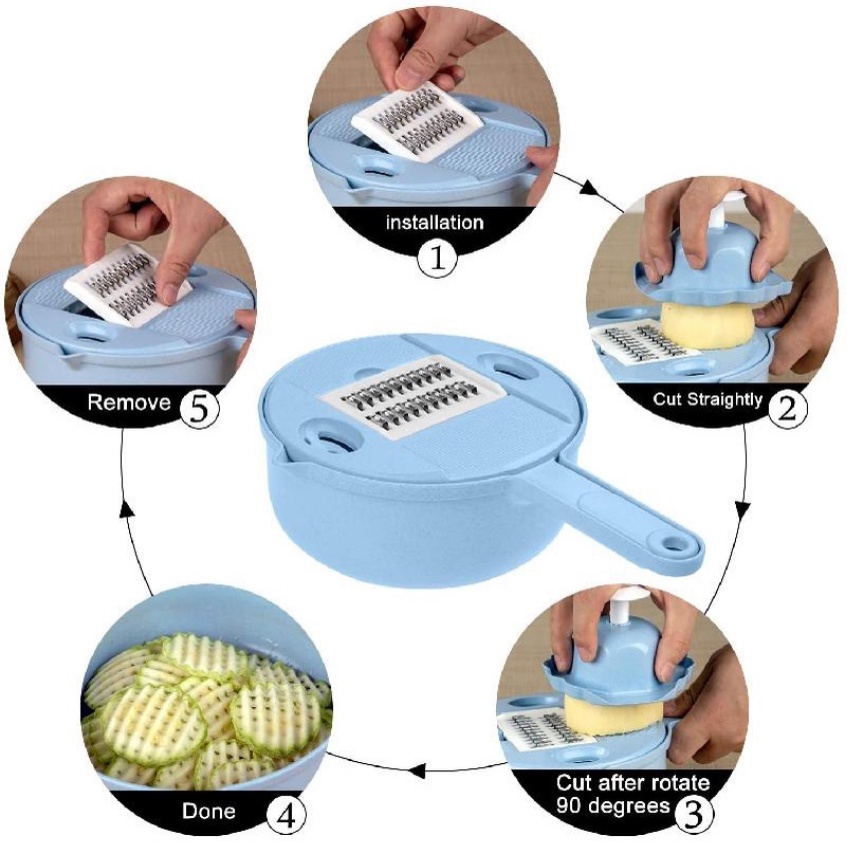 Dụng Cụ Bào Rau Củ Quả Đa Năng Lúa Mạch Thiết Kế 8 trong 1 Tiện Lợi - Darling Home