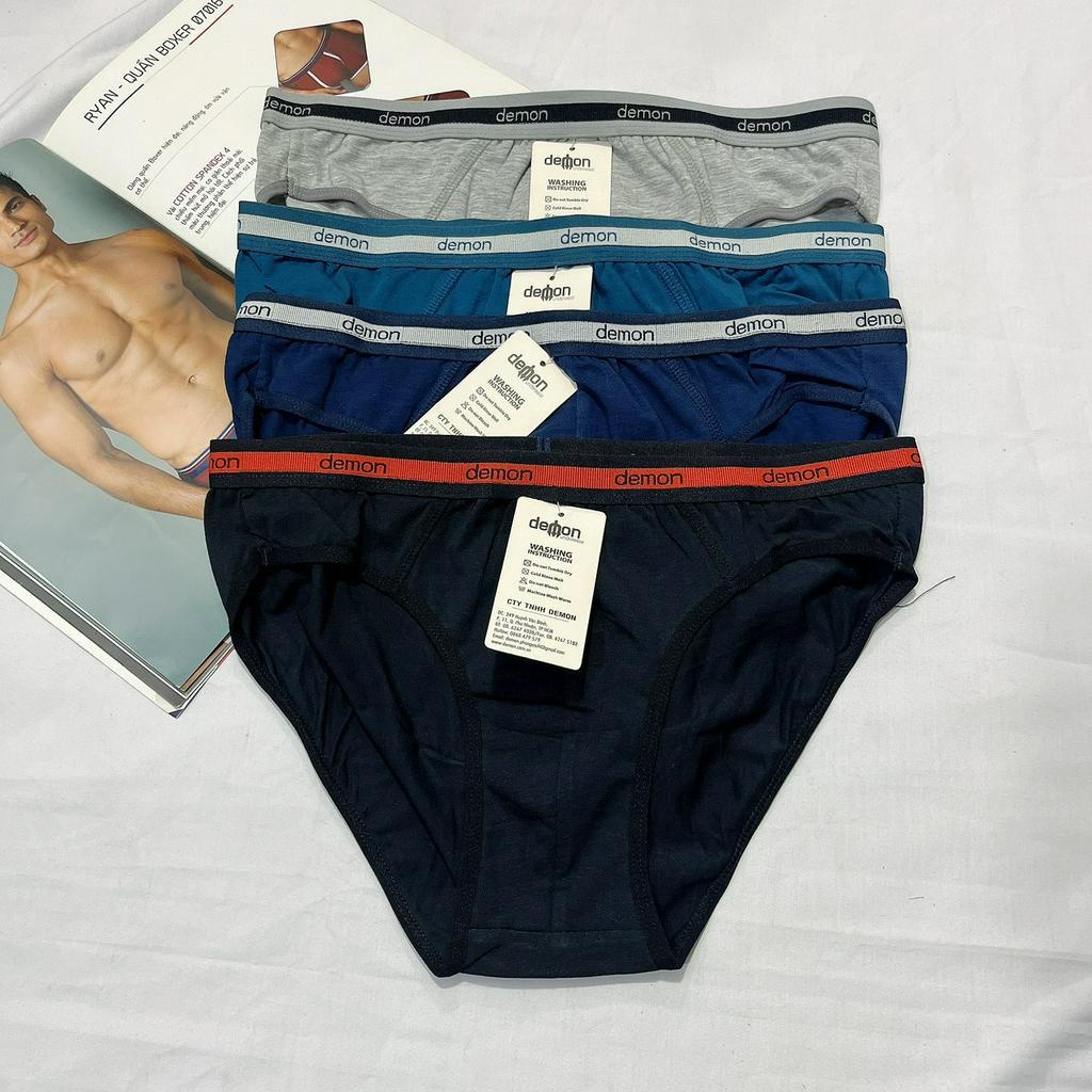 Quần lót nam tam giác cao cấp cotton Demon chính hãng lưng vừa bền đẹp, thoáng mát, thấm hút mồ hôi, co giãn thoải mái
