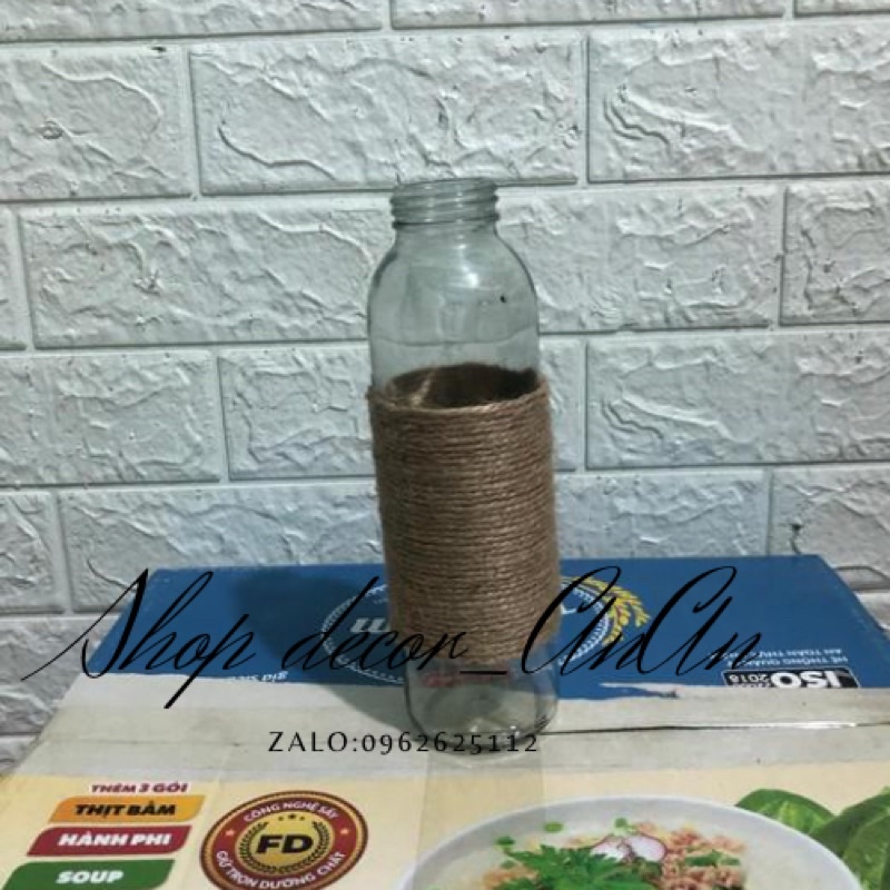 Lọ thuỷ tinh trang trí dây thừng,bình hoa cắm hoa decor trang trí quấn dây gai phong cách vintage