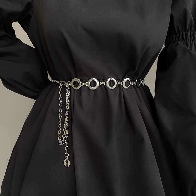 Dây thắt eo váy hình chuỗi xích tròn chất liệu dày dặn 2 màu cá tính dành cho bạn nữ