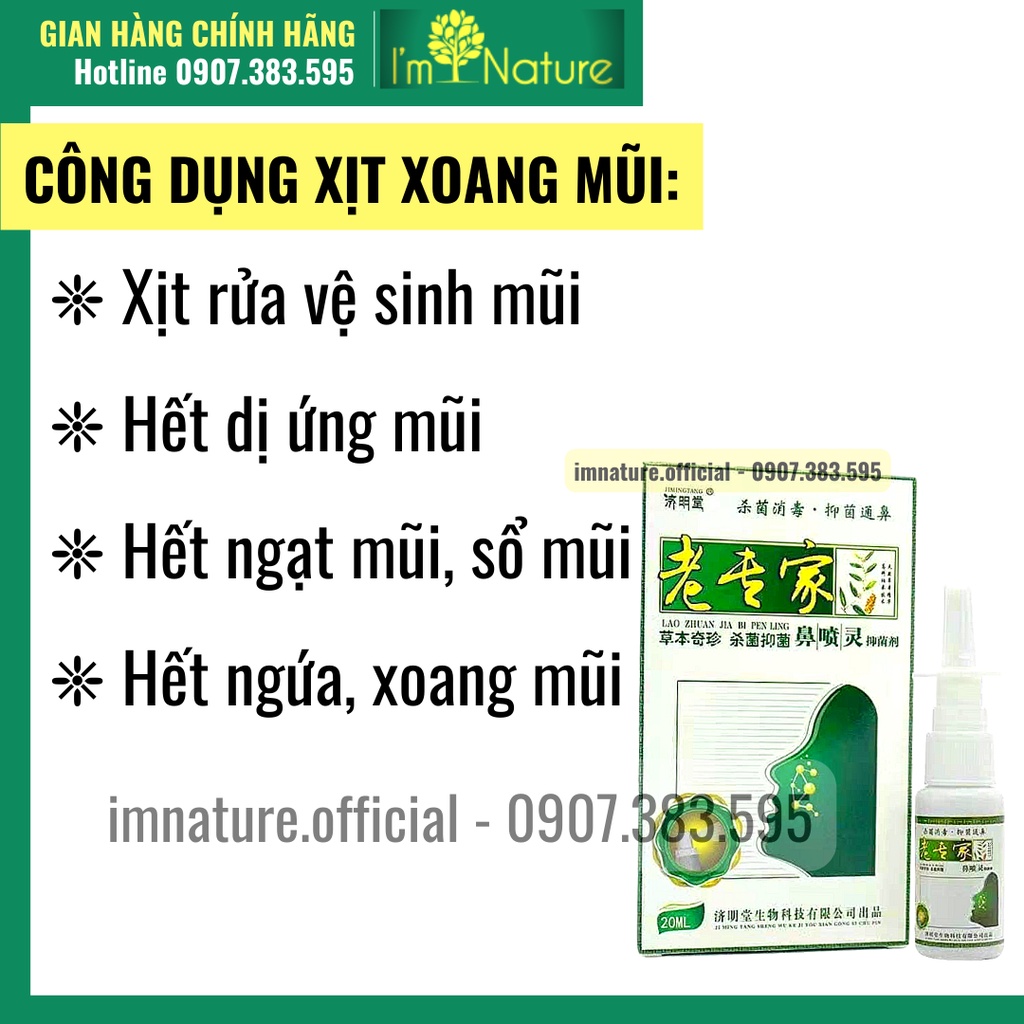 Xịt Xoang Mũi Hỗ Trợ Dứt Điểm Xoang Cấp Và Mãn Tính Nội Địa Trung JIMINGTANG 20ml