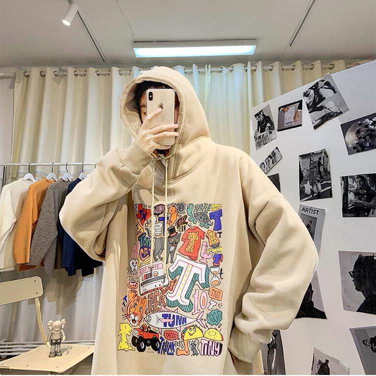 Áo hoodie dáng rộng in họa tiết thời trang cá tính cho nam | BigBuy360 - bigbuy360.vn