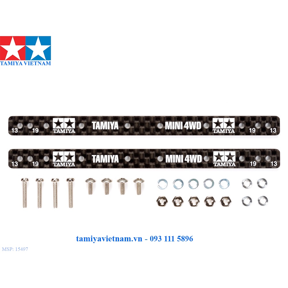 15497 Phụ Kiện mô hình xe đua lắp ráp Mini 4WD HG CARBON REINFORCING PLATE for 13/19mm ROLLER (1.5mm)