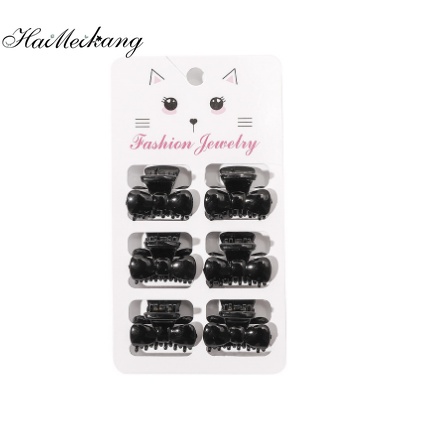 Bộ 6 kẹp tóc trumpet mini HAIMEIKANG nhiều màu sắc tùy chọn dễ phối đồ phong cách đơn giản không gây gãy tóc cho bé gái