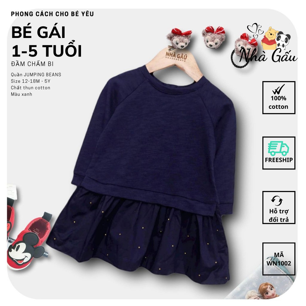 Đầm tay dài màu xanh đen bé gái NG0204