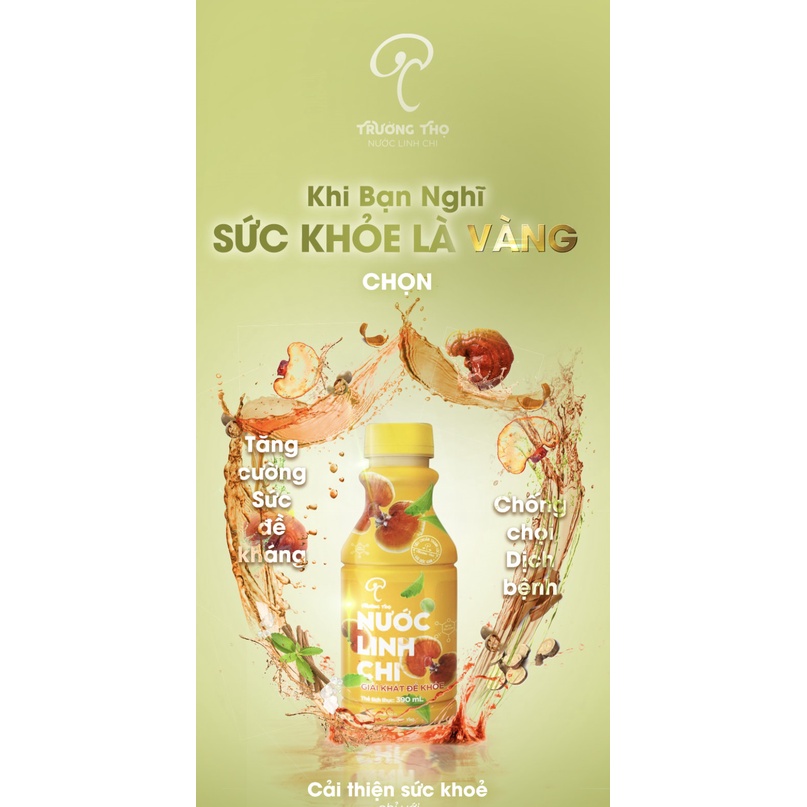 Nước Nấm Linh Chi Trường Thọ - Thùng 24 Chai (390ml/chai)