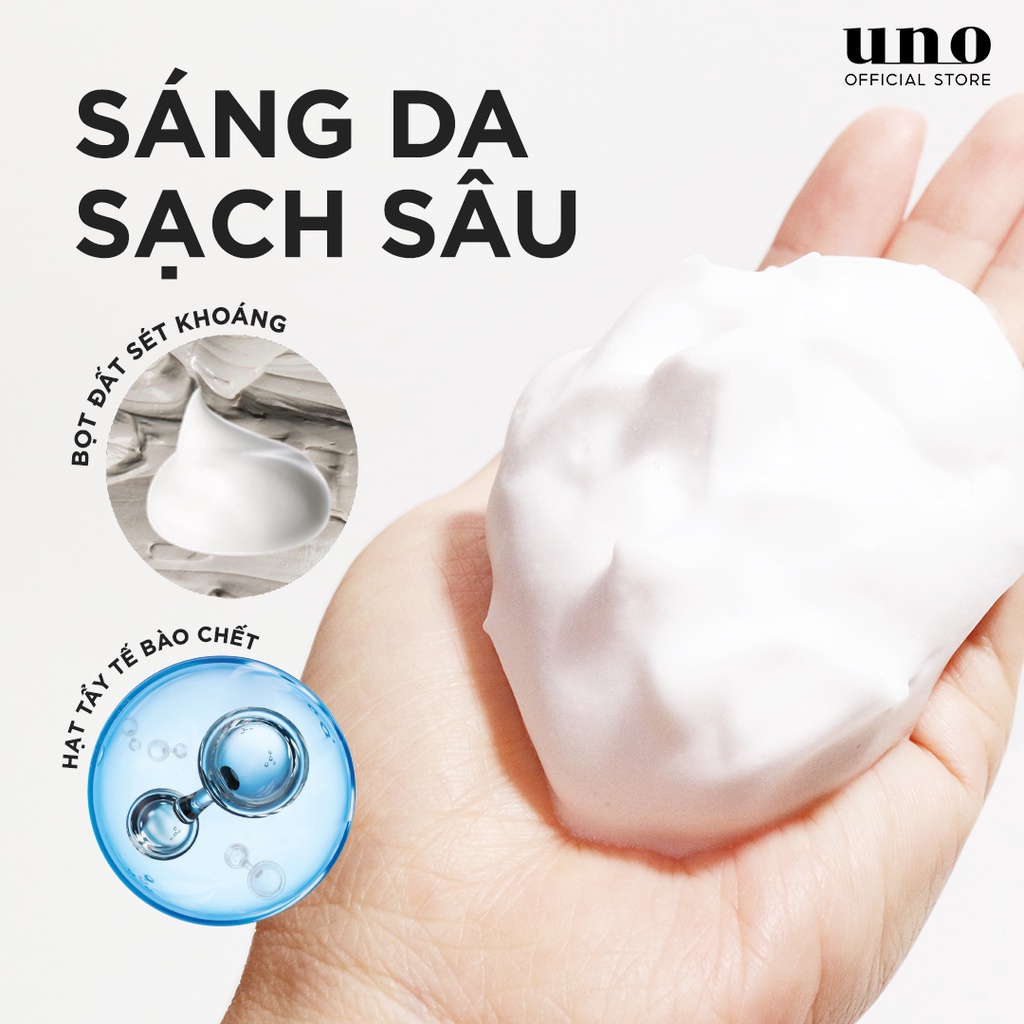 Sữa rửa mặt Tạo bọt Dạng hạt Sáng Da cho da sần UNO Whip Wash Scrub 130g