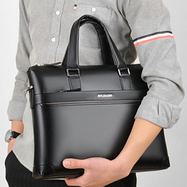 Túi xách cặp da công sở T03 38x28x6cm bảo hành da 12 tháng (Nâu-Đen) | BigBuy360 - bigbuy360.vn