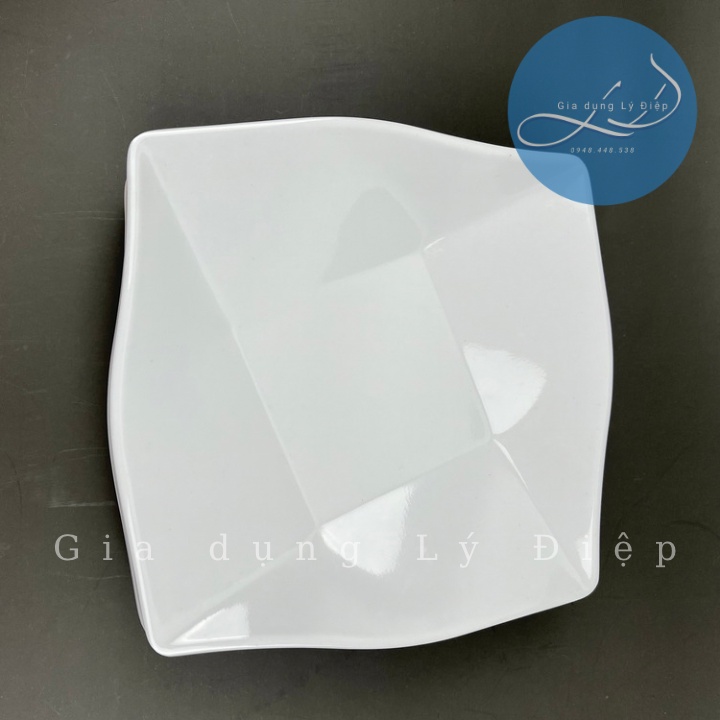 Dĩa nhựa melamine trắng vuông 4 ngấn 6(dv36)