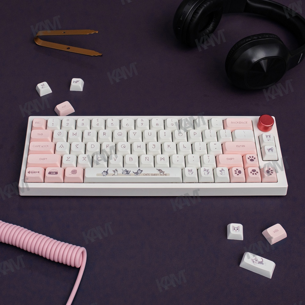 Kam XDA Keycaps PBT Thăng hoa 138 Phím Phô mai dễ thương Đèn nền mèo làm thủ công Keycaps thủ công cho 108/104/100/98/87/84/68/61 Phím ikbcc RK61 GMMK Pro Bàn phím cơ Cherry Mx Switch DYE-SUBB