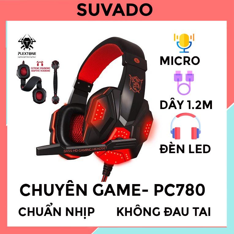 Tai nghe gaming Plextone PC780 chụp tai có dây chơi game đèn LED Có Mic Headphone nghe nhạc điện thoại máy tính SUVADO