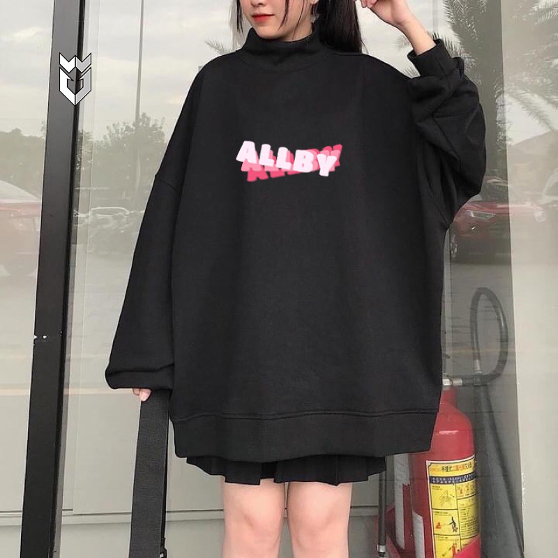 Áo nỉ da cá sweater nam nữ form rộng ALLBY Signature - GW Shop