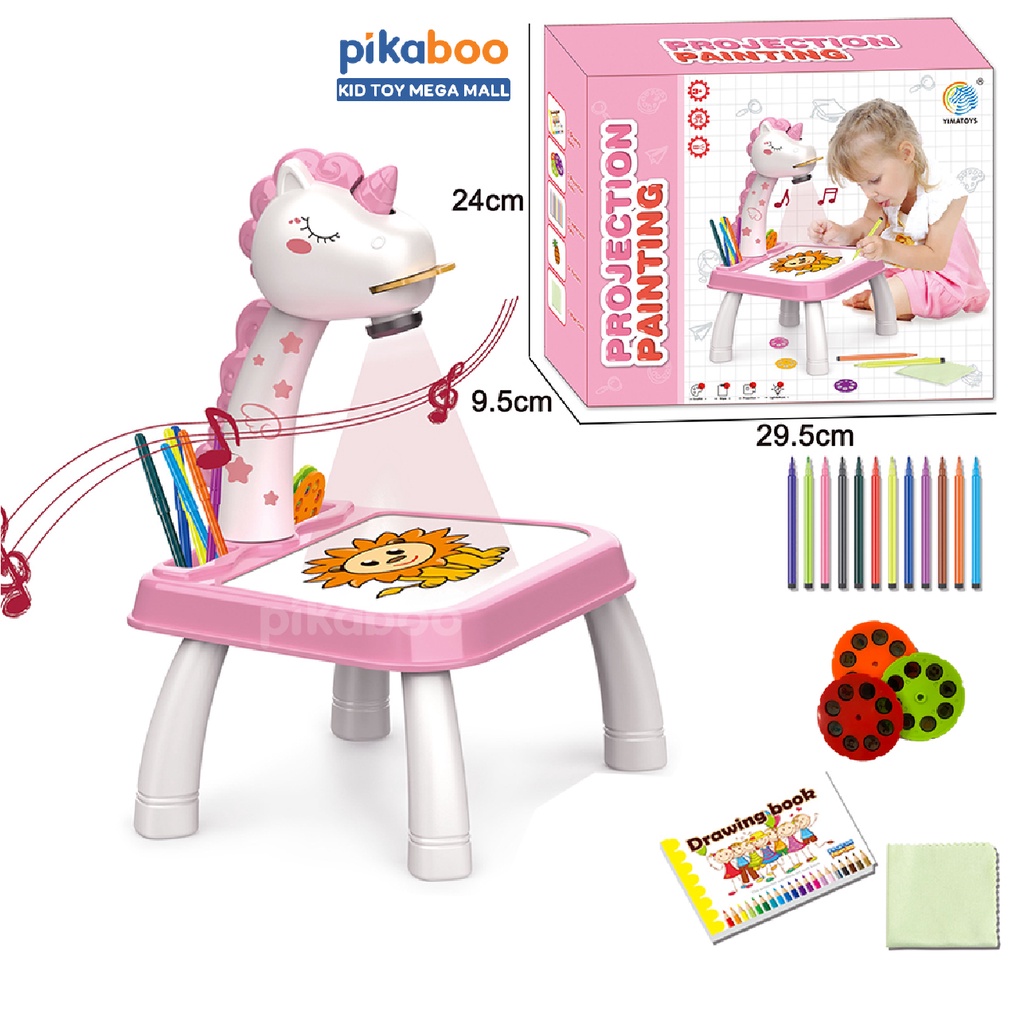 Bàn vẽ thông minh cho bé Pikaboo có máy chiếu hình ảnh tập tô vẽ sáng tạo làm từ chất liệu nhựa ABS an toàn cho trẻ