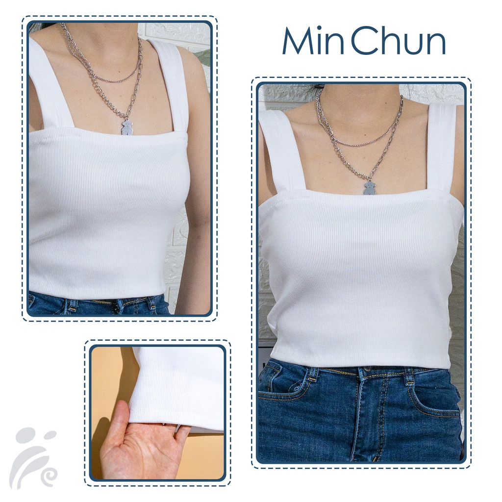 Áo croptop nữ kiểu ôm basic 2 dây bản to MINCHUN AC11