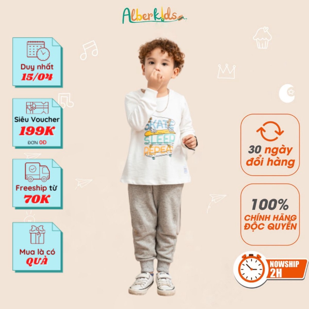 Đồ bộ bé trai ALBERKIDS dài tay thu đông cho bé 2,3,4,5,6,7,8,9,10,11,12 tuổi [SA08]