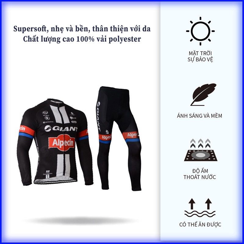 GIANT Áo khoác nam dài tay Áo đi xe đạp Bộ quần áo leo núi Xe đạp leo núi Bộ đồ thể thao thoáng khí và khô nhanh
