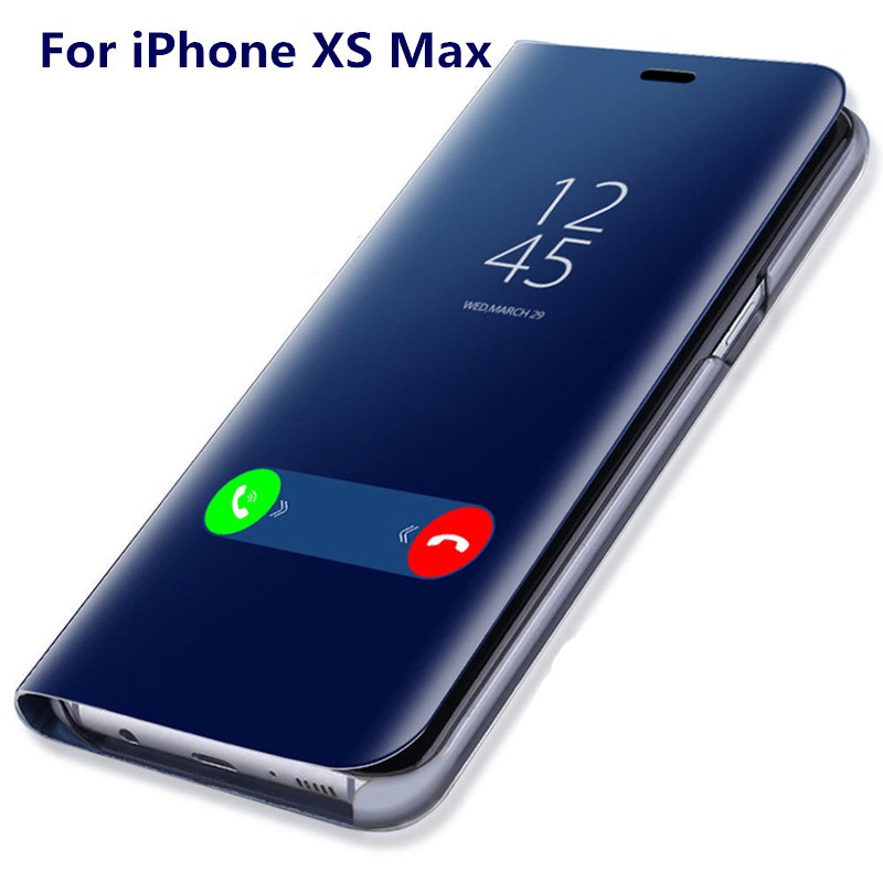 Bao da điện thoại có đế đỡ gấp bề mặt tráng gương sang trọng cho iphone XSMax