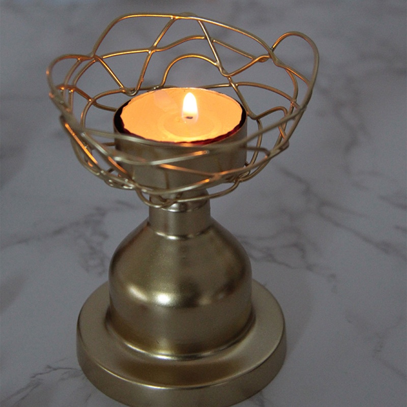 Tổ Chim Bằng Kim Loại Màu Vàng Đen Để Nến Trang Trí Tiệc Cưới