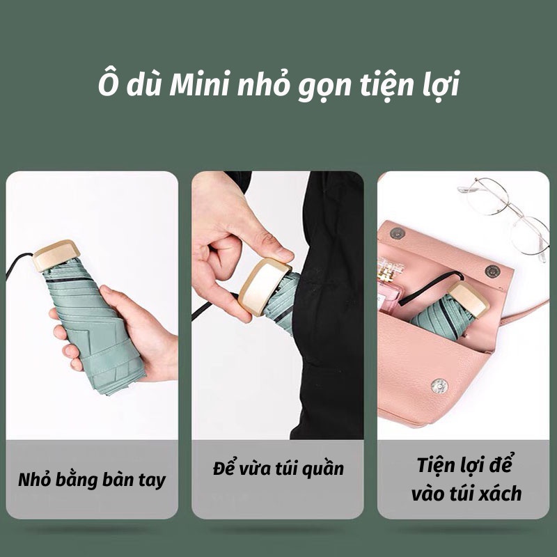 Ô Gấp Gọn Dù Che Mưa Nắng Cao Cấp Mini Bỏ Túi Tiện Dụng Dù Che Mưa Toki