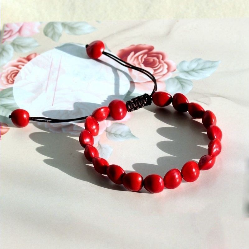 Vòng tay nữ hạt hồng đậu tự nhiên may mắn tình duyên, lắc tay nữ đẹp.