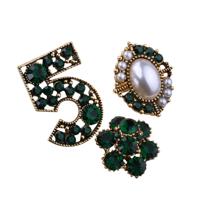 Set 3 Ghim Cài Áo 5 Số Đính Ngọc Trai Thời Trang Cho Nữ