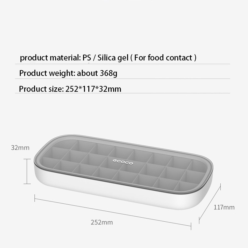 Khay đá có nắp Ecoco, Khay đựng đồ ăn dặm silicon an toàn cho người dùng QHMC