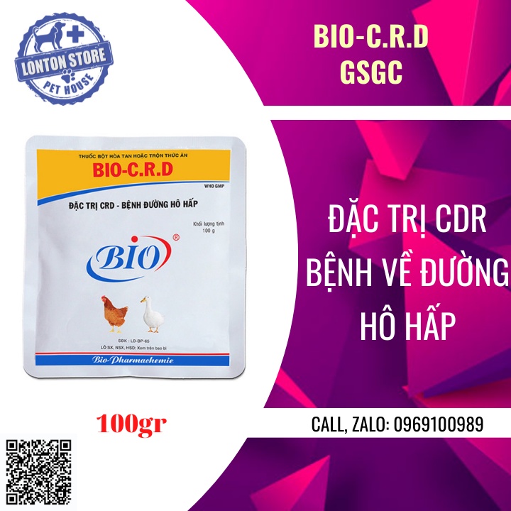 BIO CRD, sản phẩm hổ trợ sức khỏe xử lý CRD, C.CRD cho gia súc gia cầm, GÓI 100GR