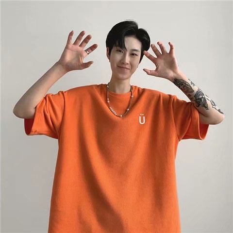 Áo thun tay ngắn dáng rộng chất liệu Cotton in họa tiết hoạt hình phong cách hàn quốc dành cho cặp đôi