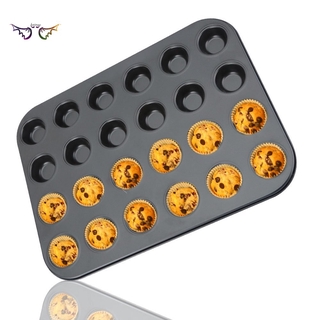 ^ x ^ khay nướng bánh muffin mini chống dính sợi carbon màu đen 24 cốc