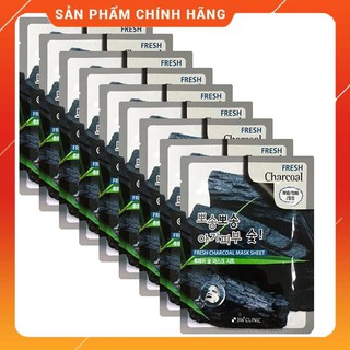 Combo 10 túi mặt nạ dưỡng da chiết xuất từ Than Hoạt Tính 3W Clinic Hàn Quốc  [Cam Kết Chuẩn Hàn Quốc ]