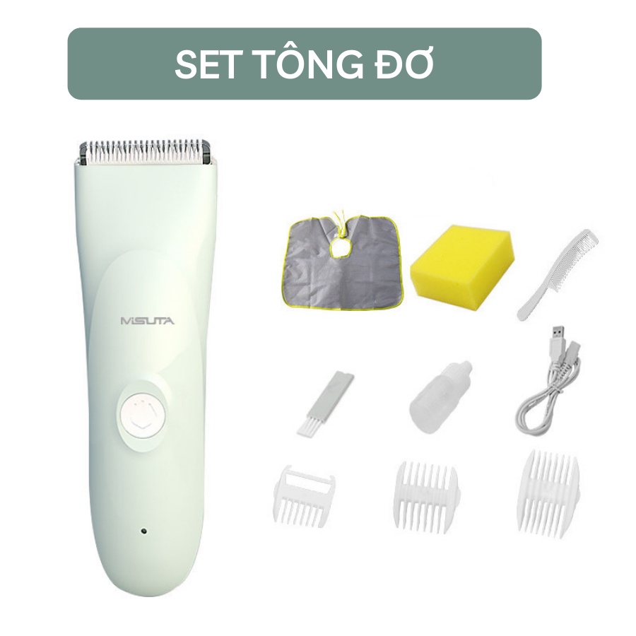Tông Đơ Cắt Tóc Pin Sạc MISUTA Cao Cấp Chạy Êm Chống Nước Không Hút Tóc Cho Trẻ Sơ Sinh