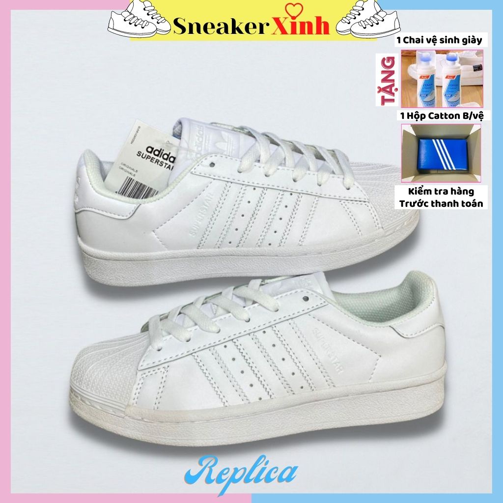 Giày thể thao adidas superstar trắng, giày sneaker superstars trắng đi học đi chơi giá rẻ SneakerXinh Store AD60